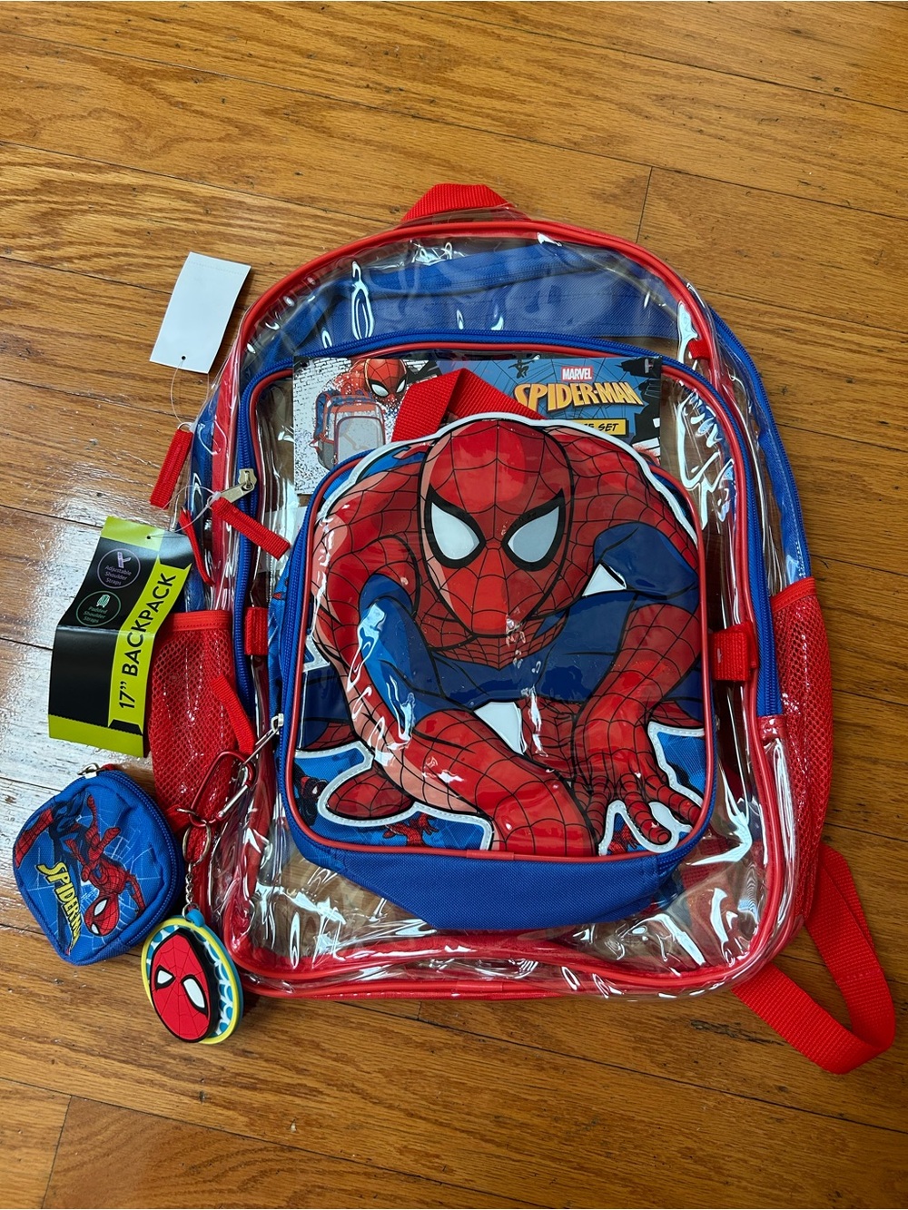 Marvel Spider-Man 17” Clear Kids Backpack 5pcs set